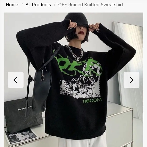 Off-White Sweaters Offwhite Black And Green Crewneck Sweater